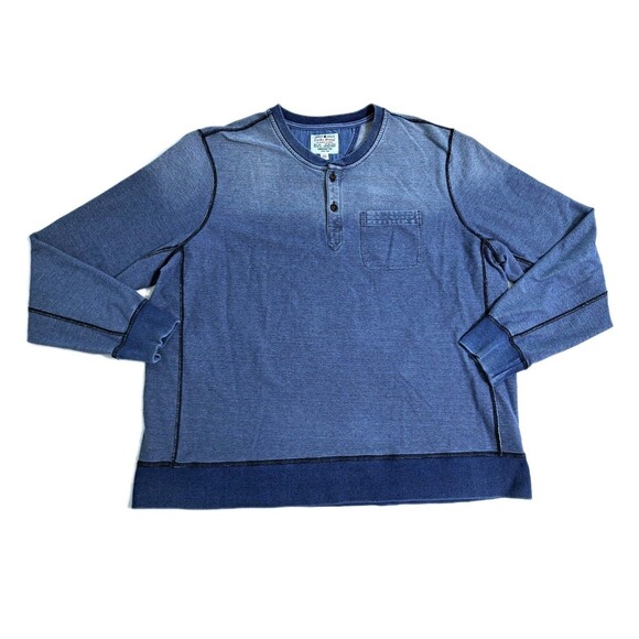 Lucky Brand Lived In Henley Shirt Long Sleeve Pullover Men's 2XL Faded Distresse - Picture 1 of 8